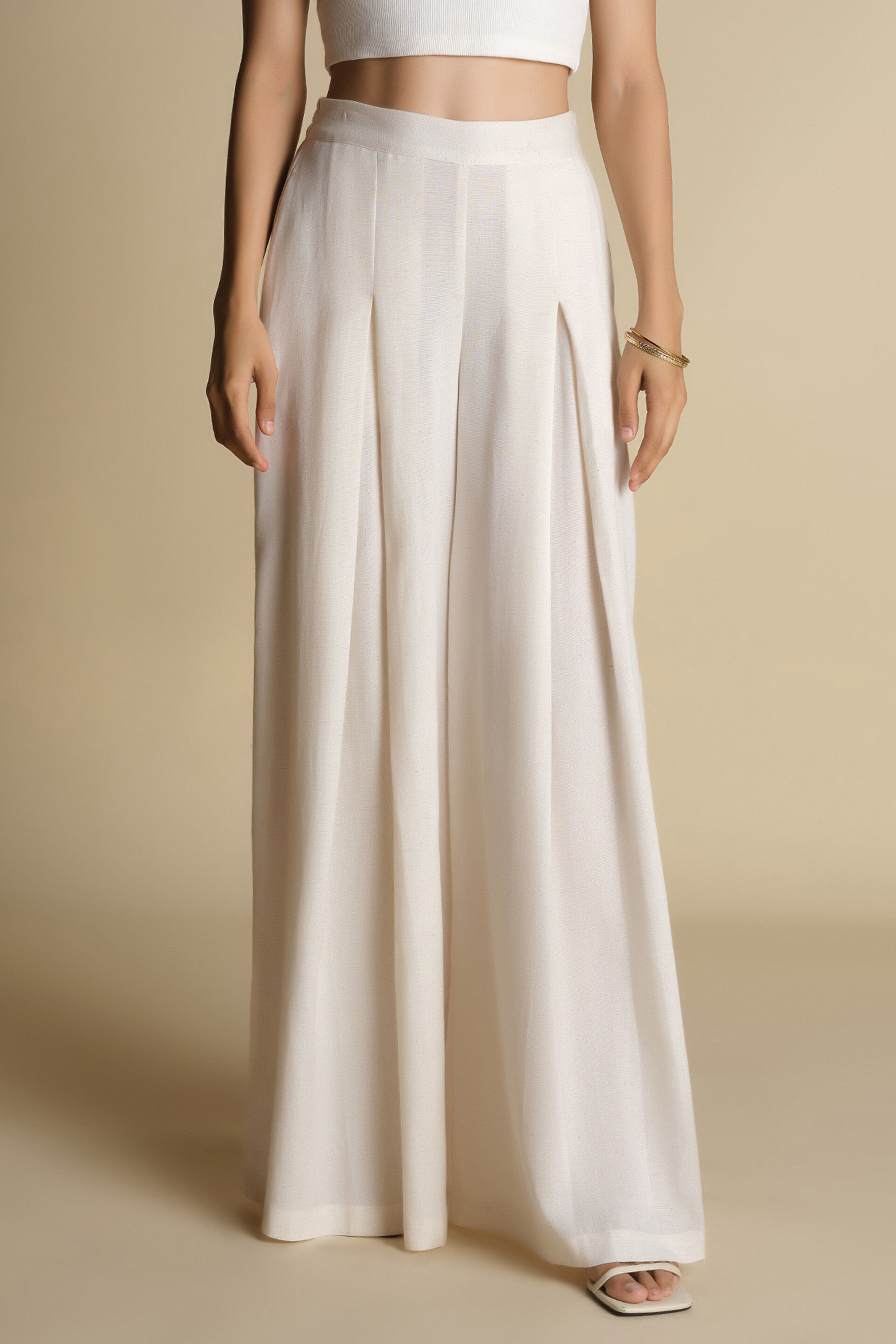 Pleated Flared Pants